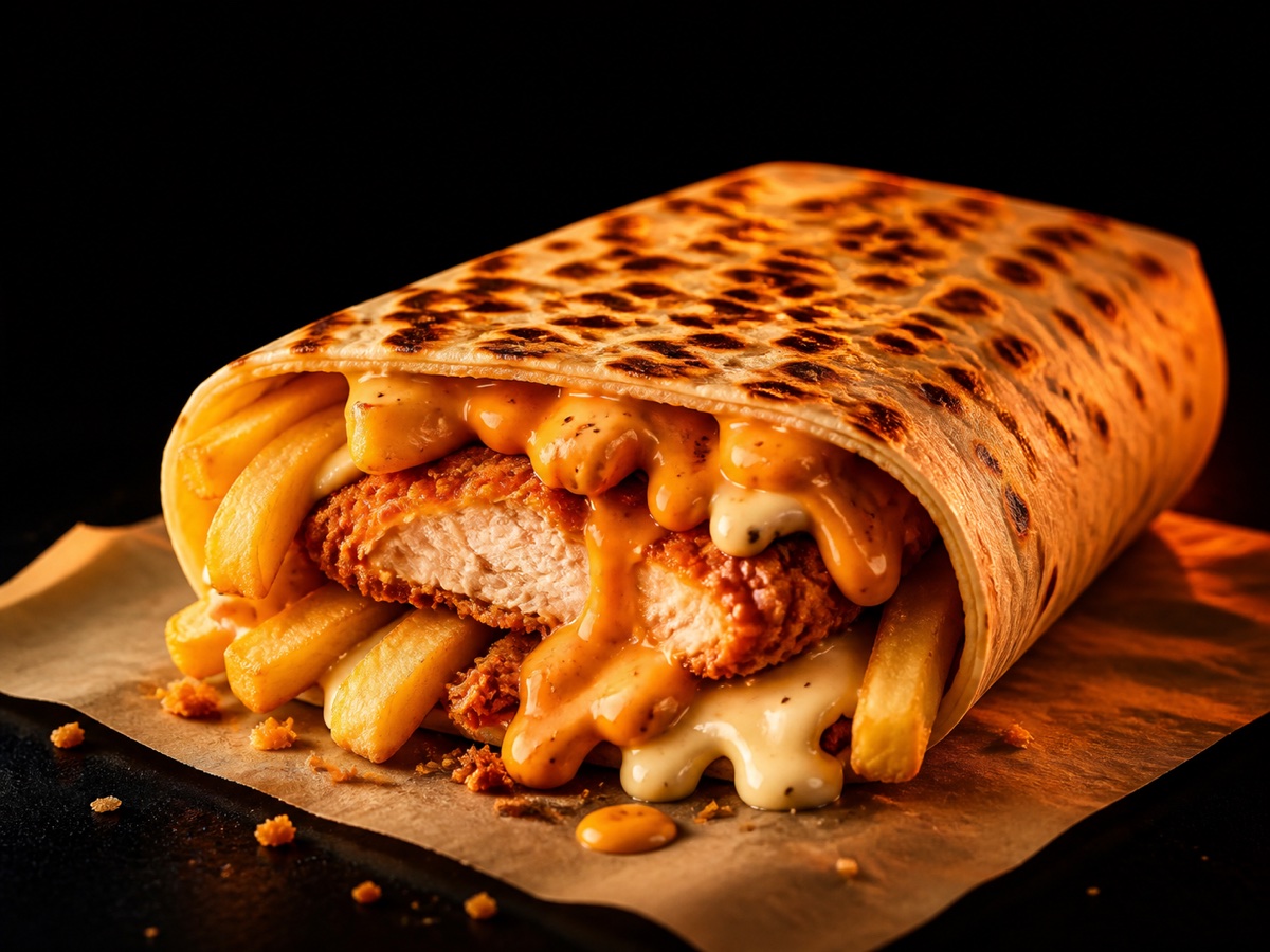 Crispo Tacos Klassik mit Crispy Chicken, Pommes und Haussaucen